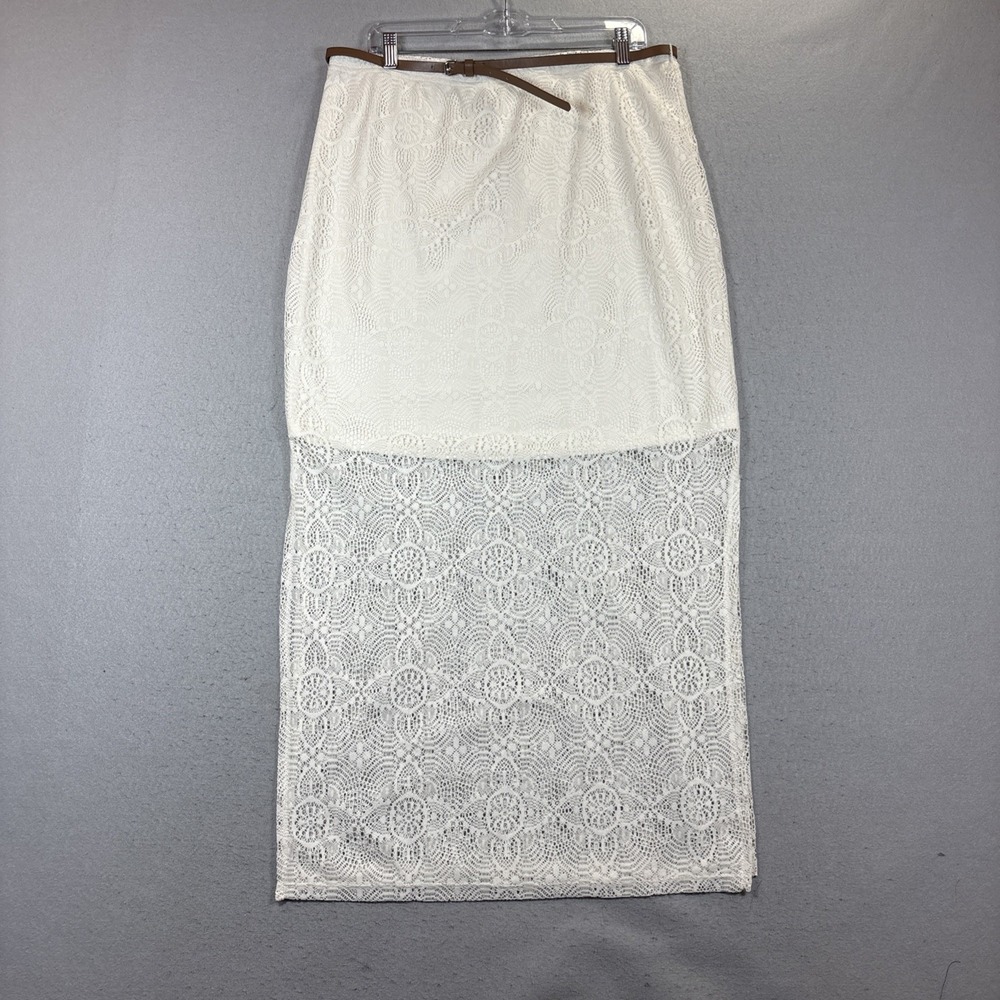 Bobbie Brooks Woman's Long Skirt Size XL Lace‎ Off White Stretch EUC